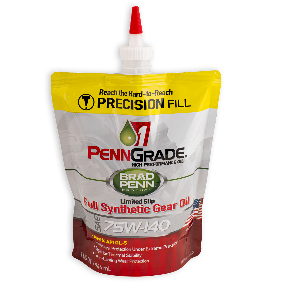 PENNGRADE 1® FULL SYNTHETIC, LIMITED SLIP GL-5 GEAR OIL POUCH SAE 75W-140